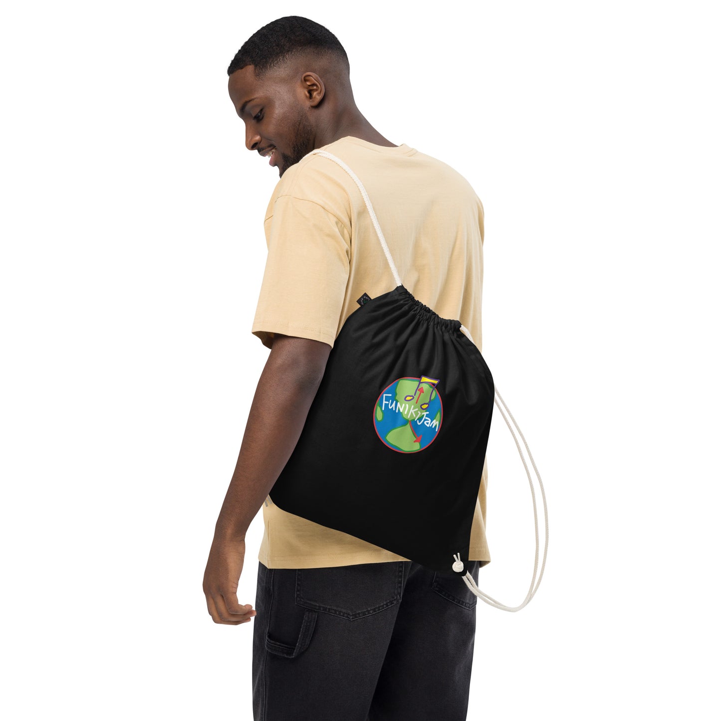 FunikiJam World Organic cotton drawstring bag