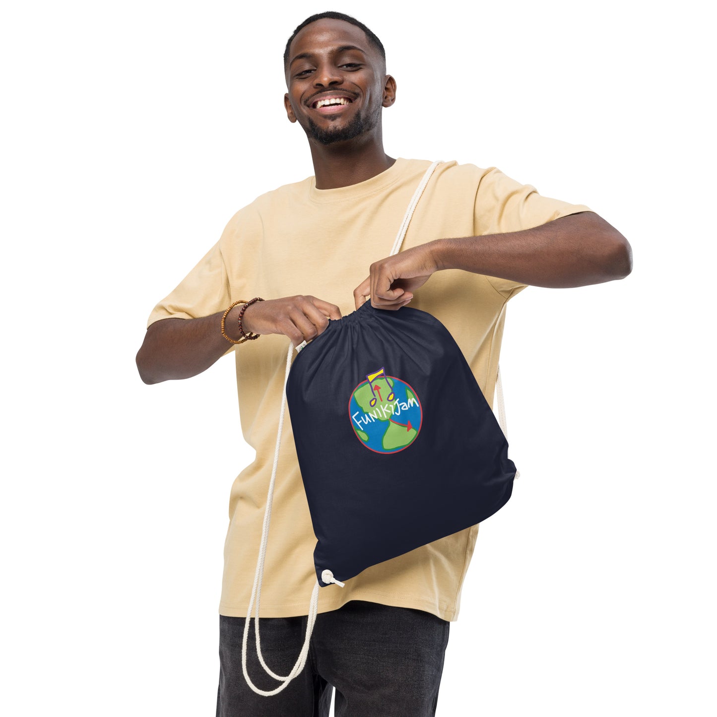 FunikiJam World Organic cotton drawstring bag